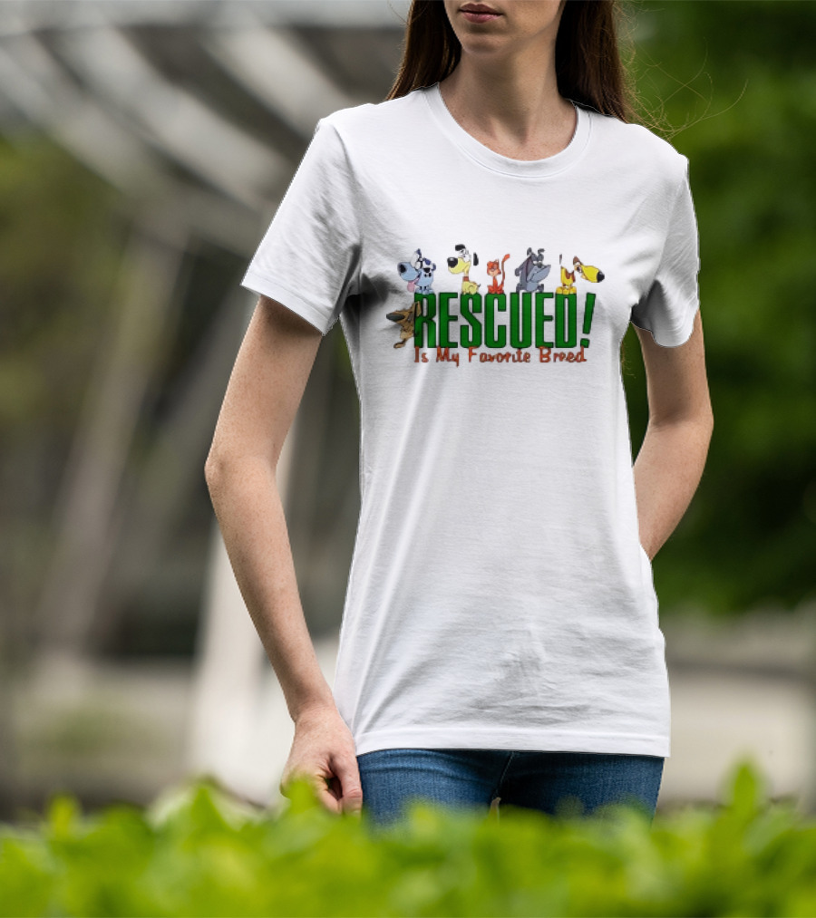 Rescued Is My Favorite Breed Cartoon Dogs Together T-Shirt