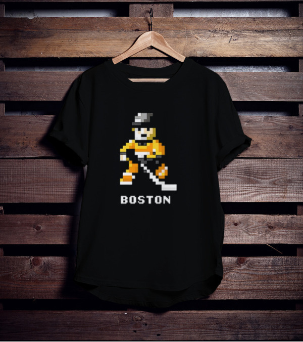 Boston Pixelated Hockey Player T-Shirt