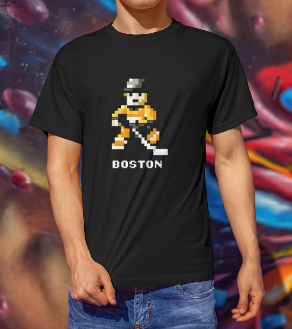 Boston Pixelated Hockey Player T-Shirt