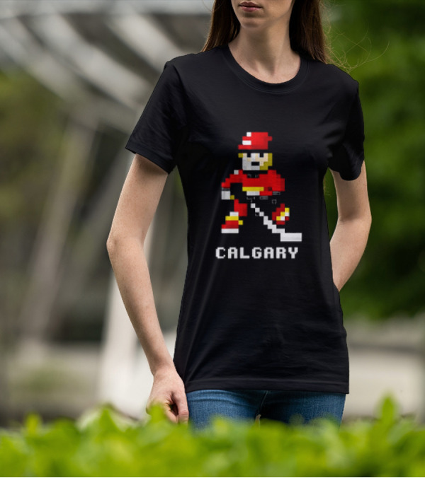 Calgary Hockey Pixelated Player T-Shirt