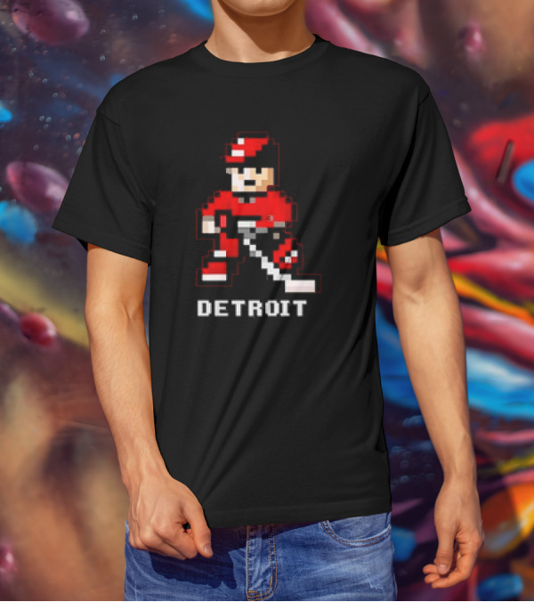Detroit 8-Bit Hockey Player T-Shirt