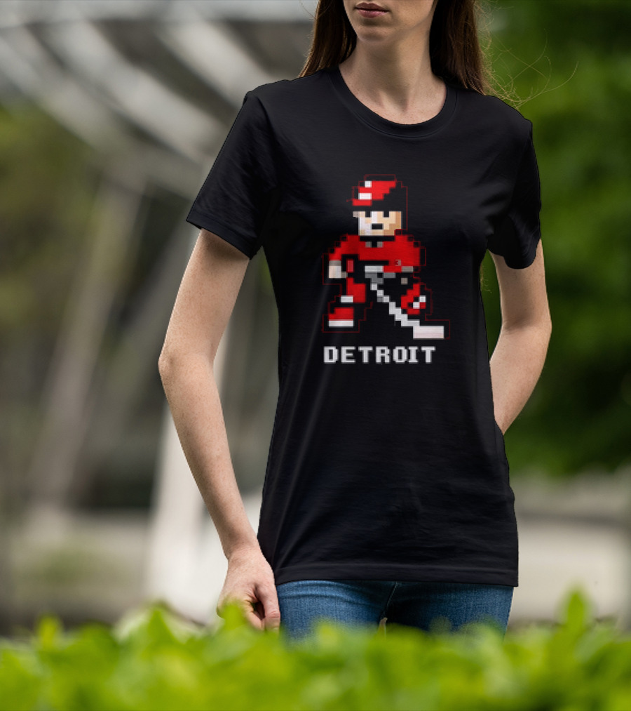 Detroit 8-Bit Hockey Player T-Shirt