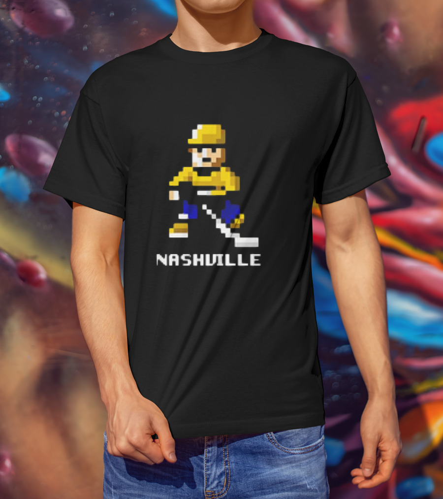 Nashville Hockey Pixel Player 8-bit T-Shirt