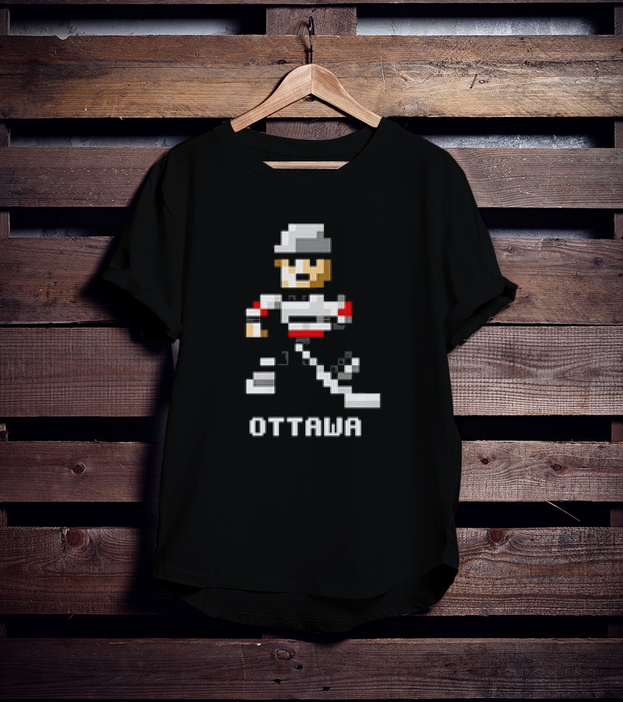 Ottawa 8-Bit Hockey Player Pixel T-Shirt