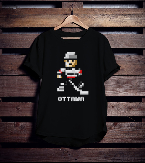 Ottawa 8-Bit Hockey Player Pixel T-Shirt