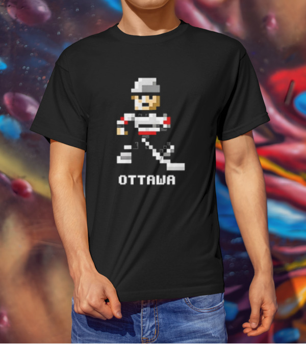 Ottawa 8-Bit Hockey Player Pixel T-Shirt