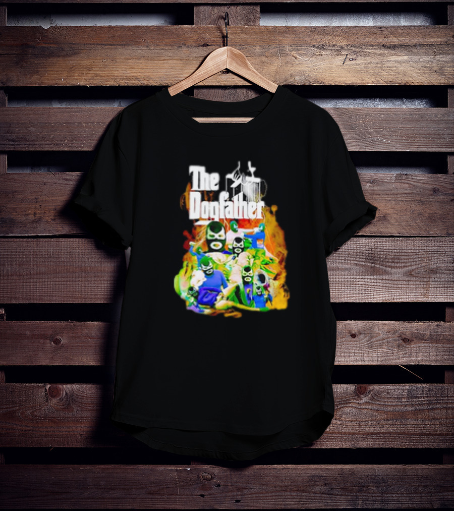 The Dogfather Powerfish Masked Characters In Colorful Scene T-Shirt