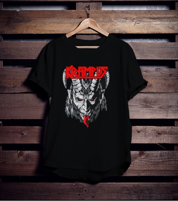 Scerry Krampus Christmas Krampus Horned Demon Face T-Shirt