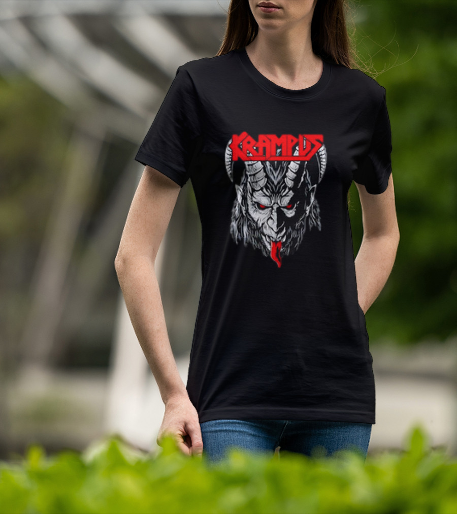 Scerry Krampus Christmas Krampus Horned Demon Face T-Shirt