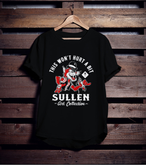 This Won’t Hurt A Bit Sullen Art Collective Cat With Hat And Card T-Shirt