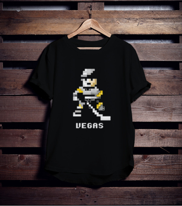 Vegas Retro Pixel Hockey Player T-Shirt