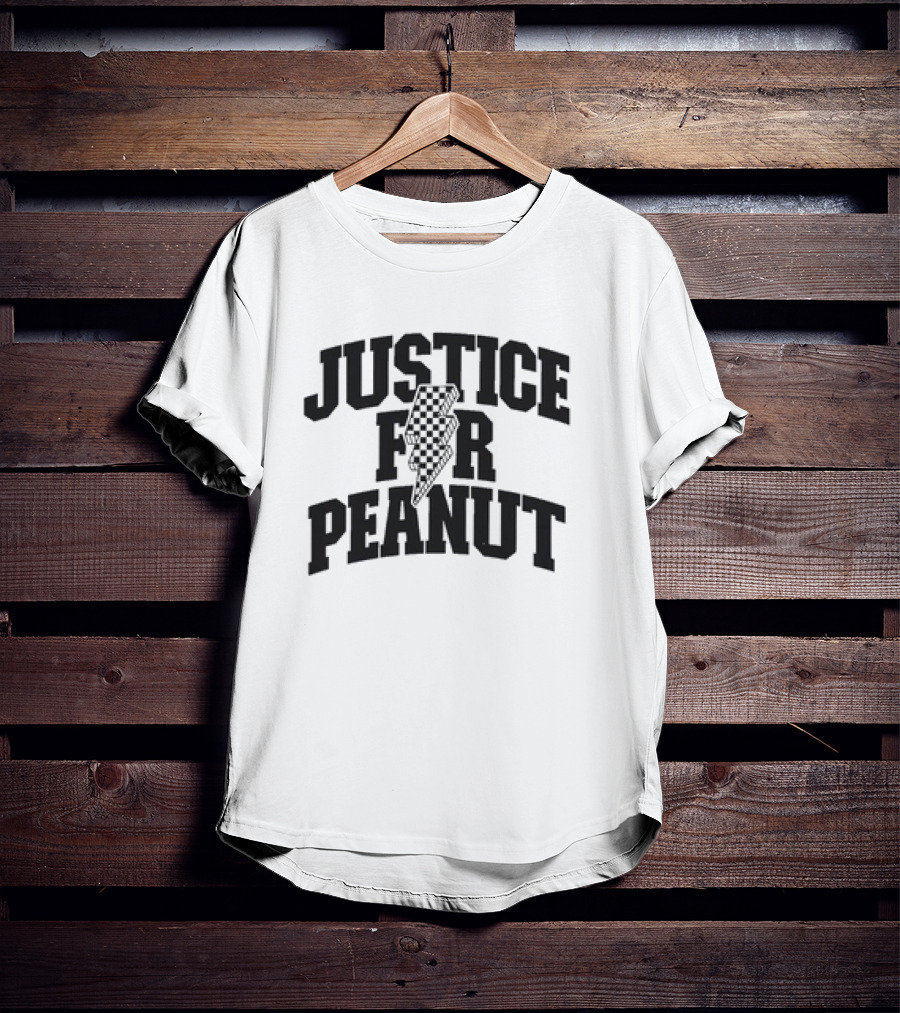 Justice For Peanut Animals Protection Movement With Checkered Bolt T-Shirt