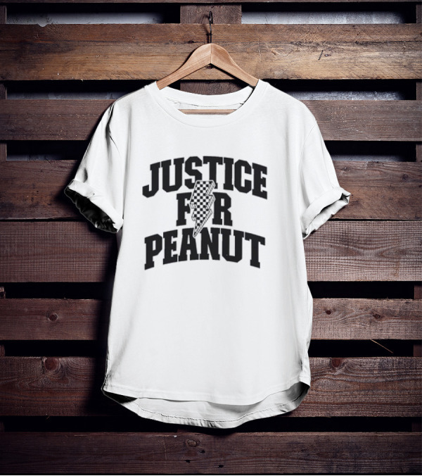 Justice For Peanut Animals Protection Movement With Checkered Bolt T-Shirt