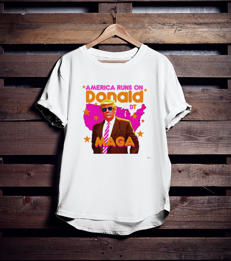America Runs On Donald DT MAGA With Map And Stars T-Shirt