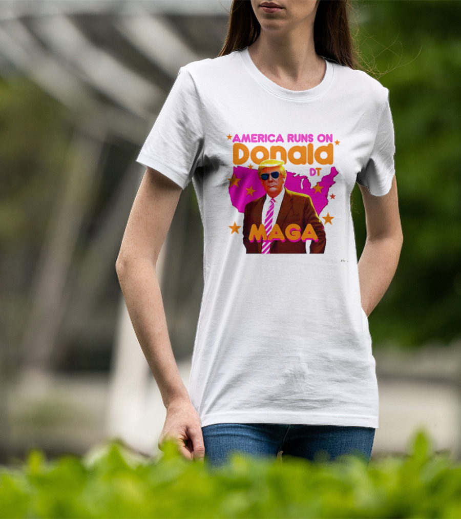 America Runs On Donald DT MAGA With Map And Stars T-Shirt