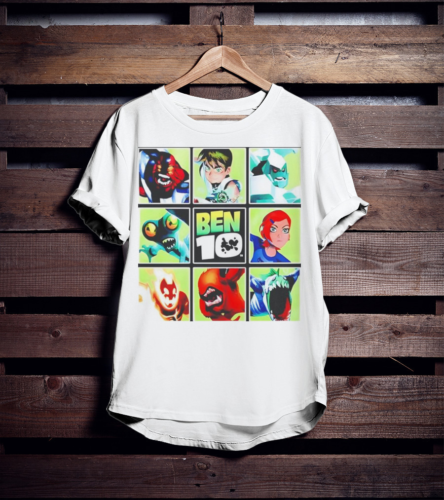 Ben 10 Alien Forms Panels Featuring Iconic Characters And Creatures T-Shirt