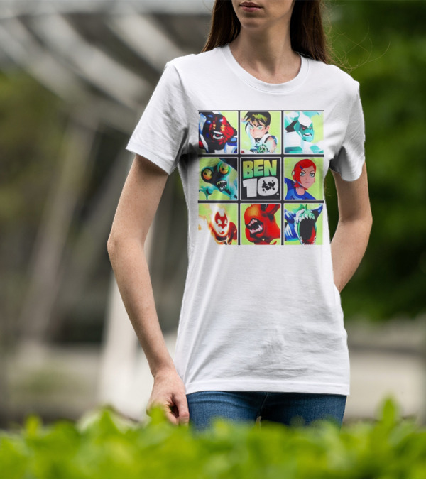Ben 10 Alien Forms Panels Featuring Iconic Characters And Creatures T-Shirt