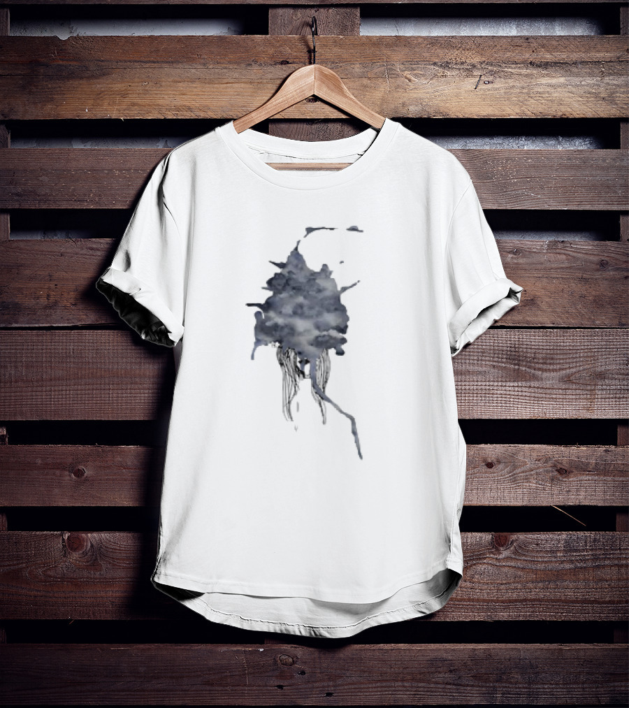 Clouded Classic Abstract Ink And Wash Sky Scene T-Shirt