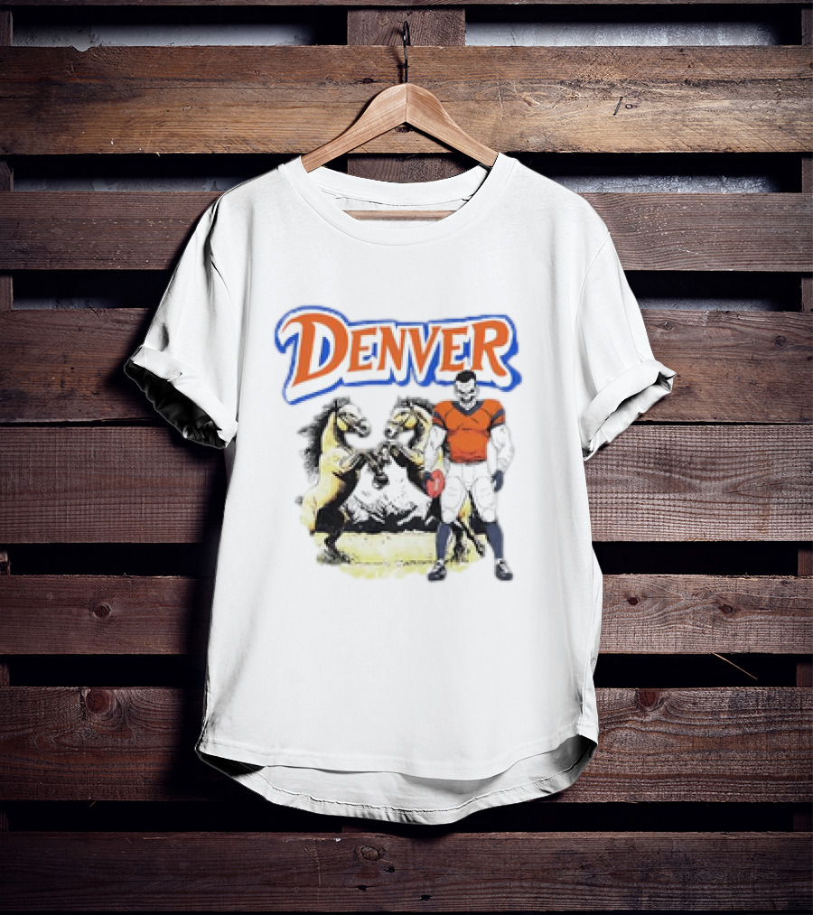 Denver Football American Team Sports Player With Horses T-Shirt