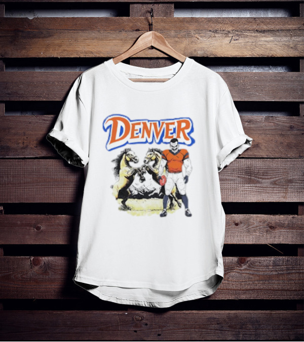 Denver Football American Team Sports Player With Horses T-Shirt