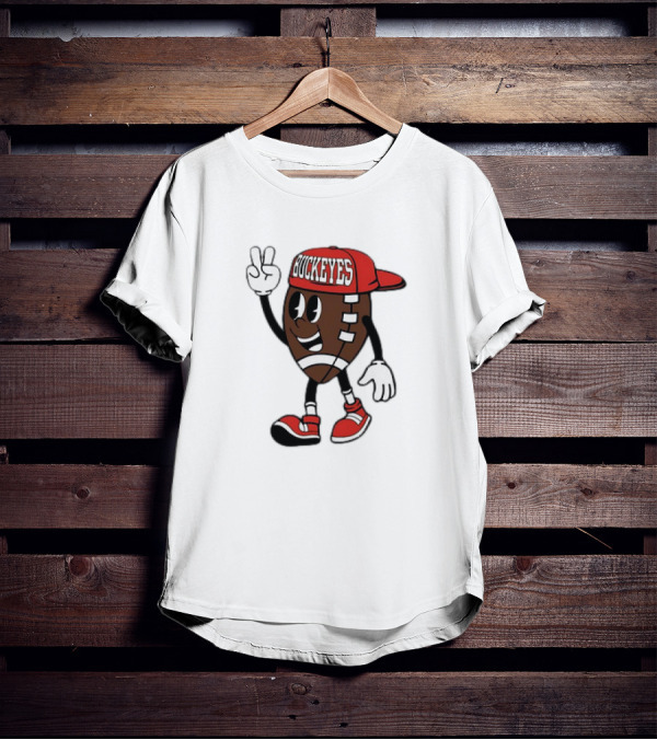 Ohio State Buckeyes Football Cartoon Mascot Peace Sign T-Shirt