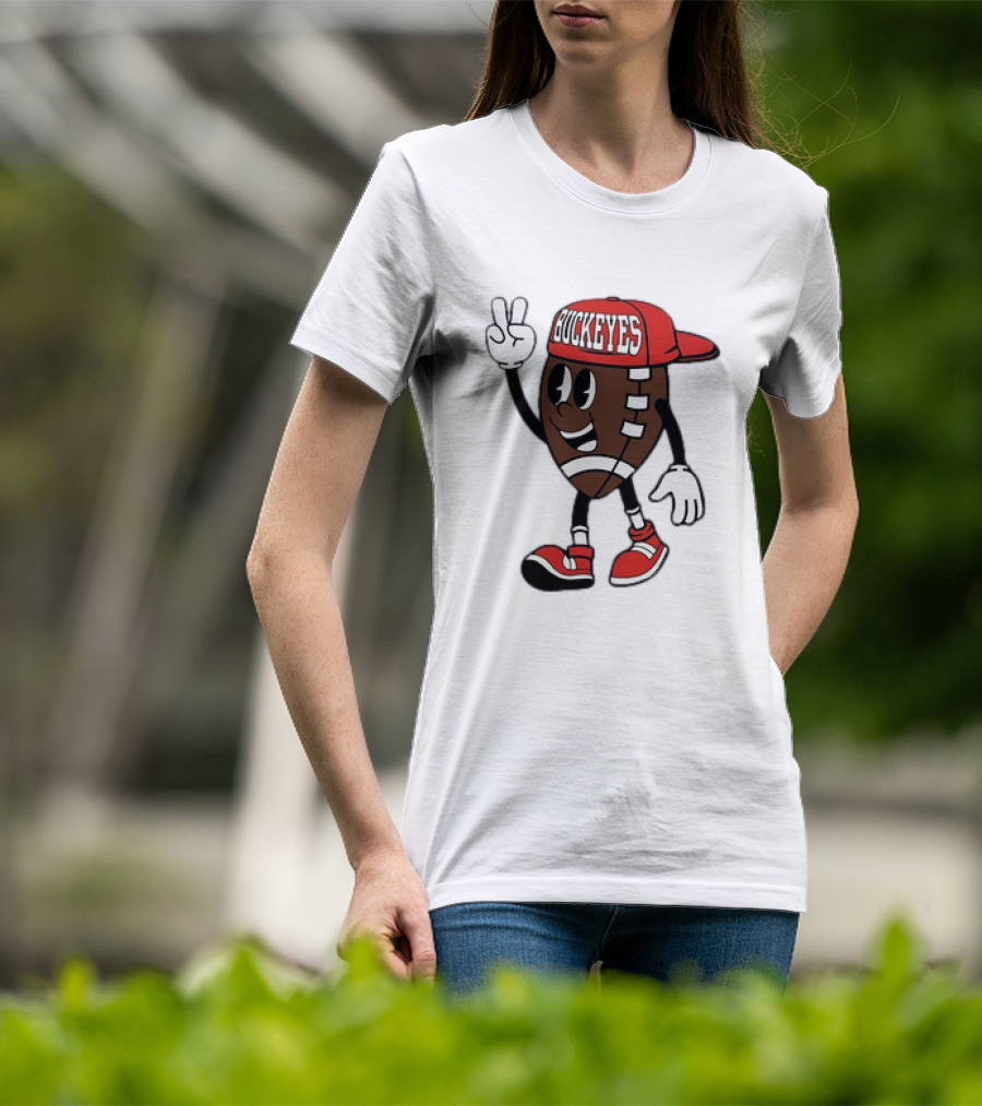 Ohio State Buckeyes Football Cartoon Mascot Peace Sign T-Shirt