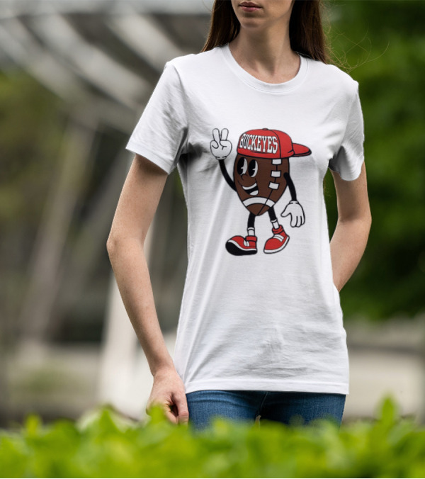 Ohio State Buckeyes Football Cartoon Mascot Peace Sign T-Shirt
