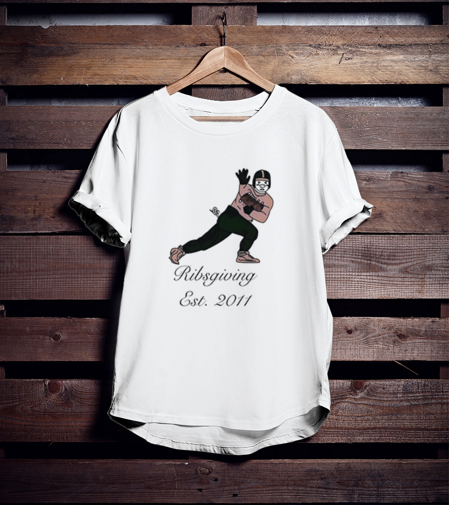 Green Pig Ribsgiving Est. 2011 Football Player T-Shirt