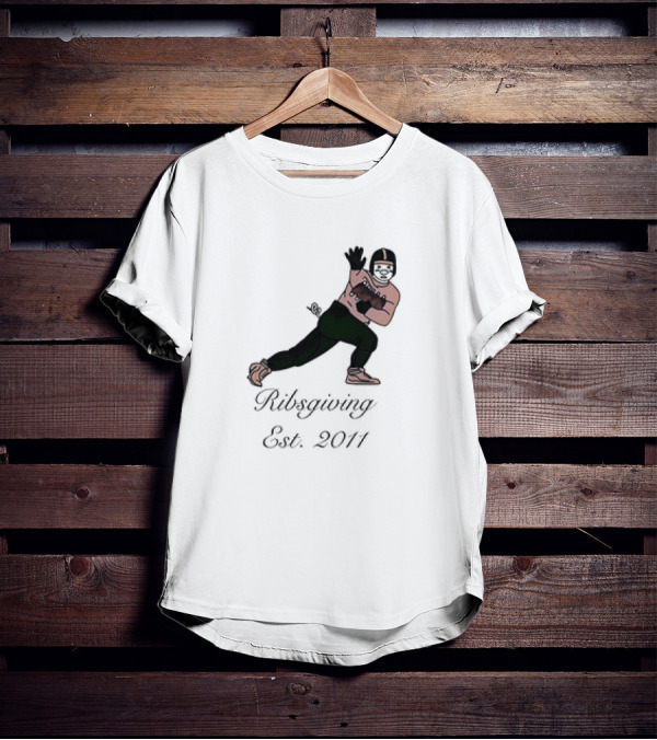 Green Pig Ribsgiving Est. 2011 Football Player T-Shirt