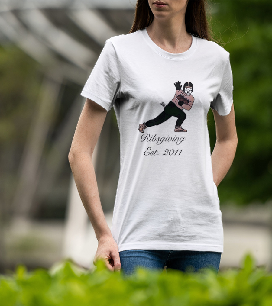 Green Pig Ribsgiving Est. 2011 Football Player T-Shirt