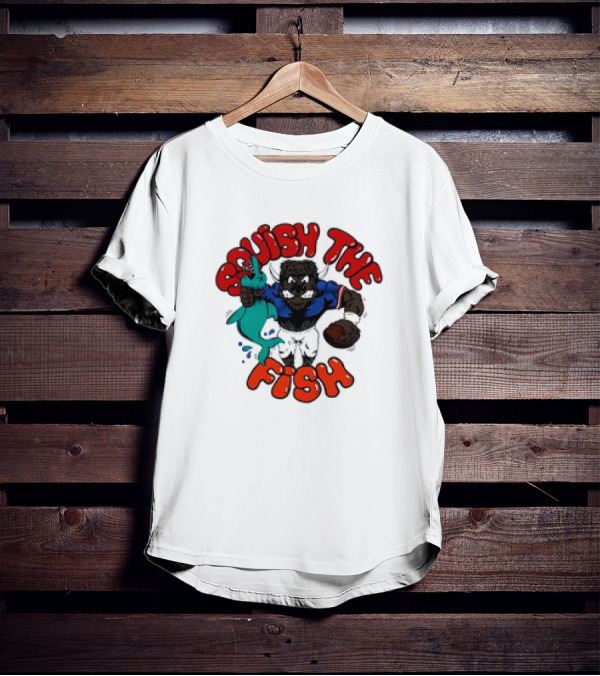 Homage Bills Squish The Fish Football Sports Graphic Cartoon T-Shirt