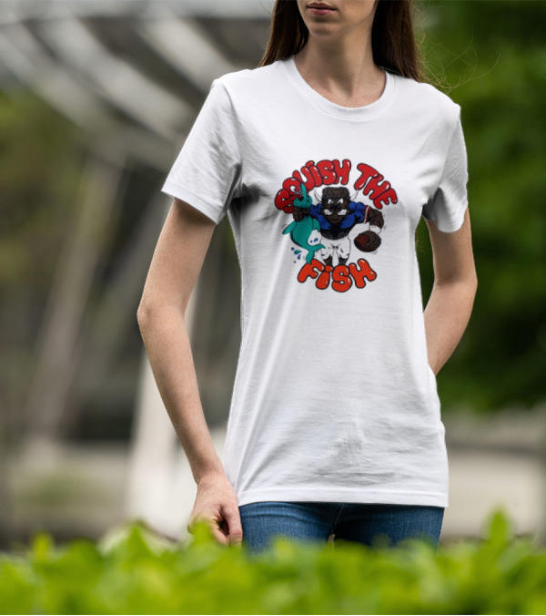 Homage Bills Squish The Fish Football Sports Graphic Cartoon T-Shirt