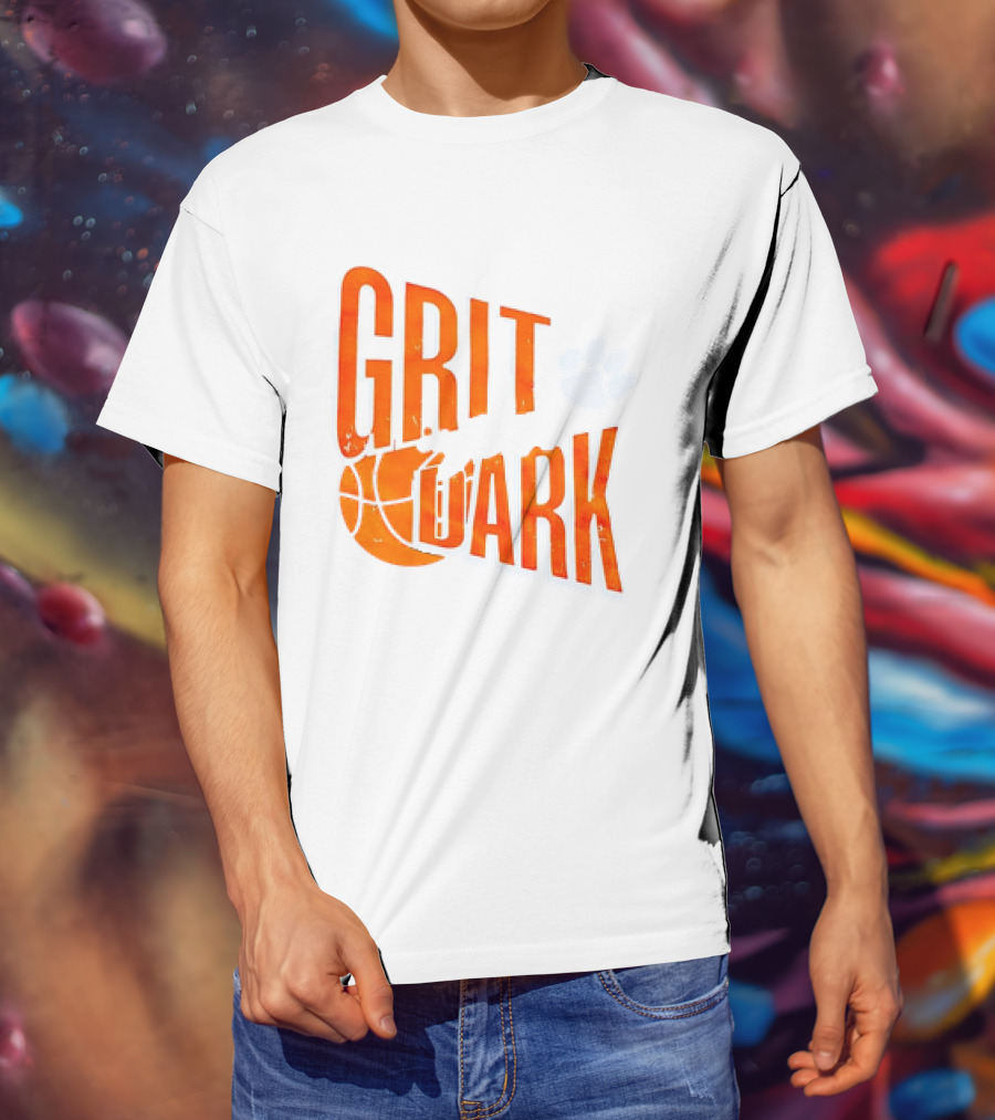 Clemson Tigers Grit After Dark Basketball Paw Prints T-Shirt