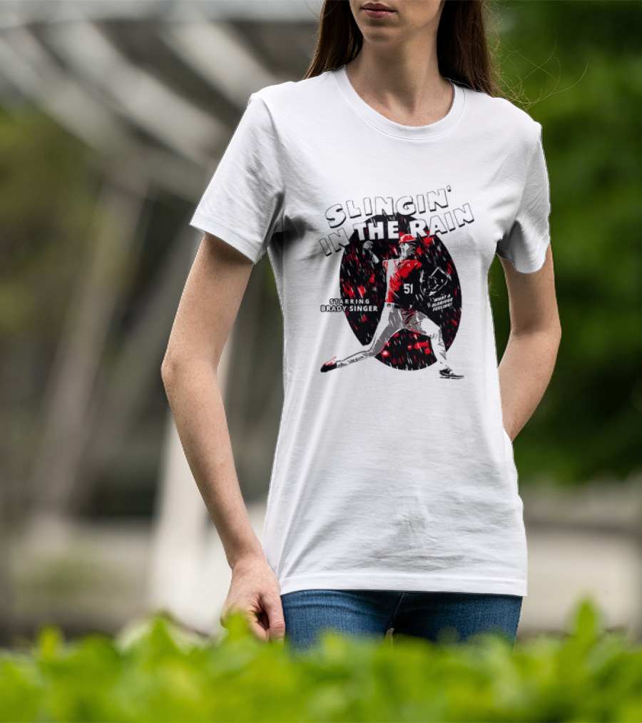 Slingin' In The Rain Starring Brady Singer Major League Royals T-Shirt