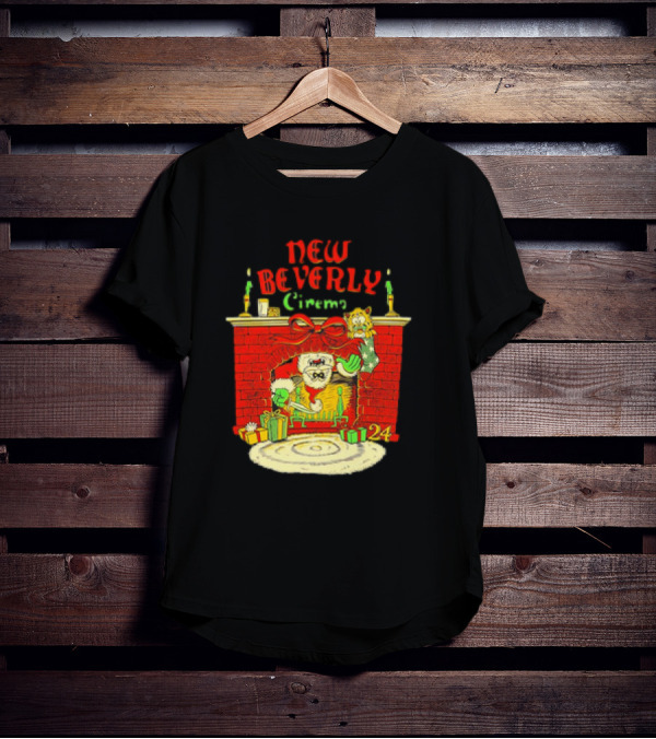 New Beverly Cinema Christmas Horror Santa Fireplace Scene T-Shirt