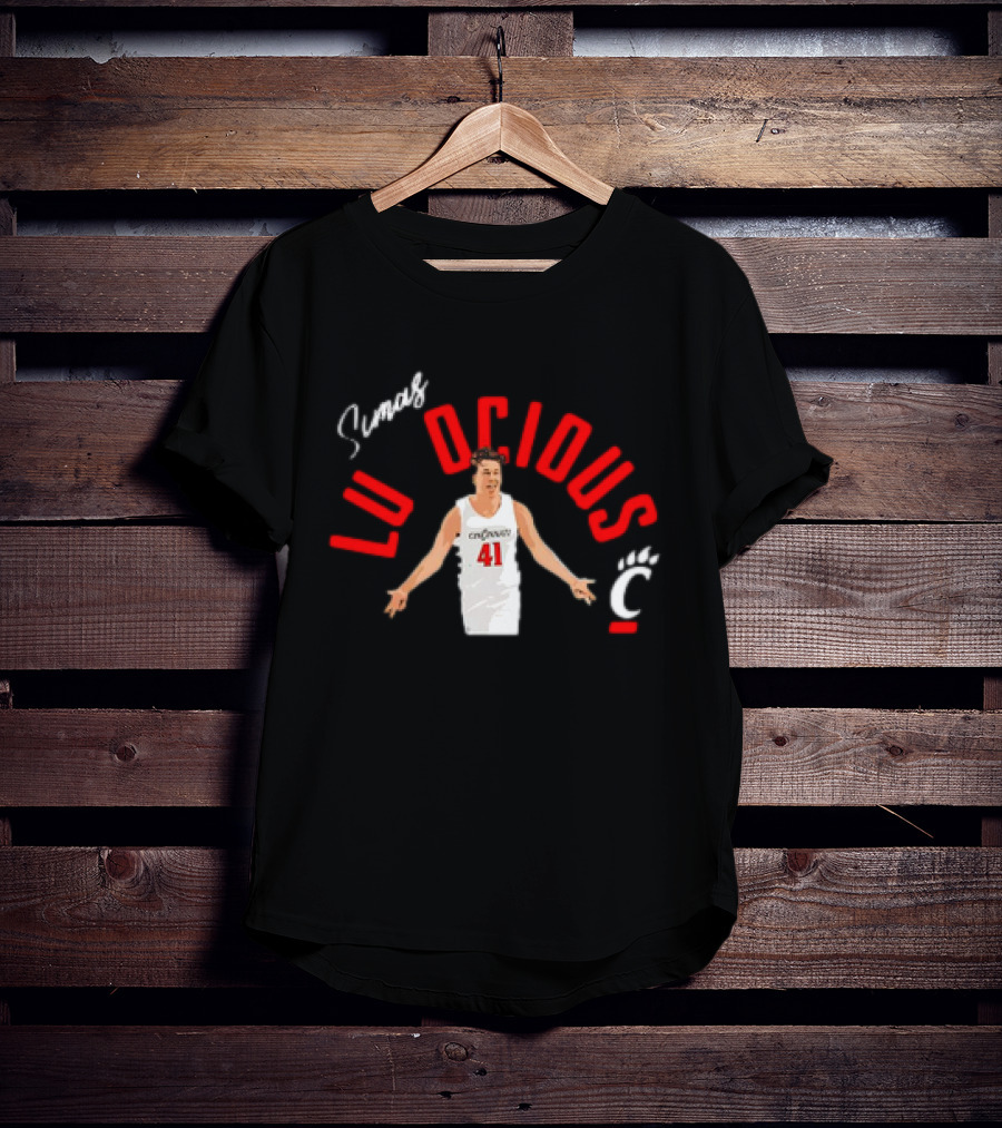 Simas Lukosius Cincinnati Bearcats Number 41 Red Text With Bearcats C T-Shirt