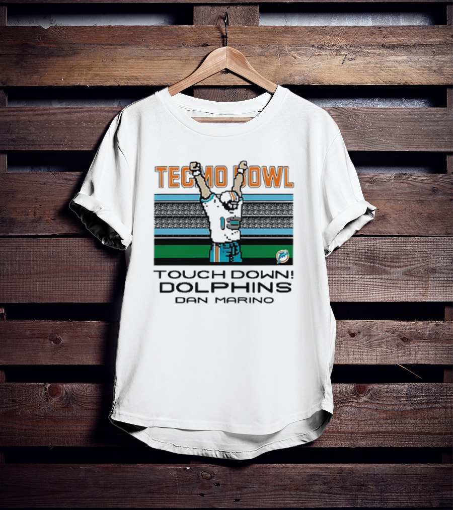 TECMO BOWL TOUCH DOWN DOLPHINS DAN MARINO VINTAGE MIAMI DOLPHINS T-Shirt