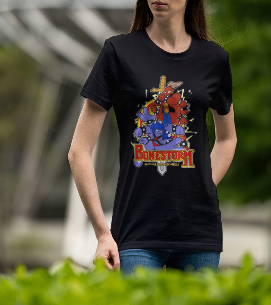 Bonestorm Buy Me Or Go To Hell Sword-Wielding Monsters Action T-Shirt