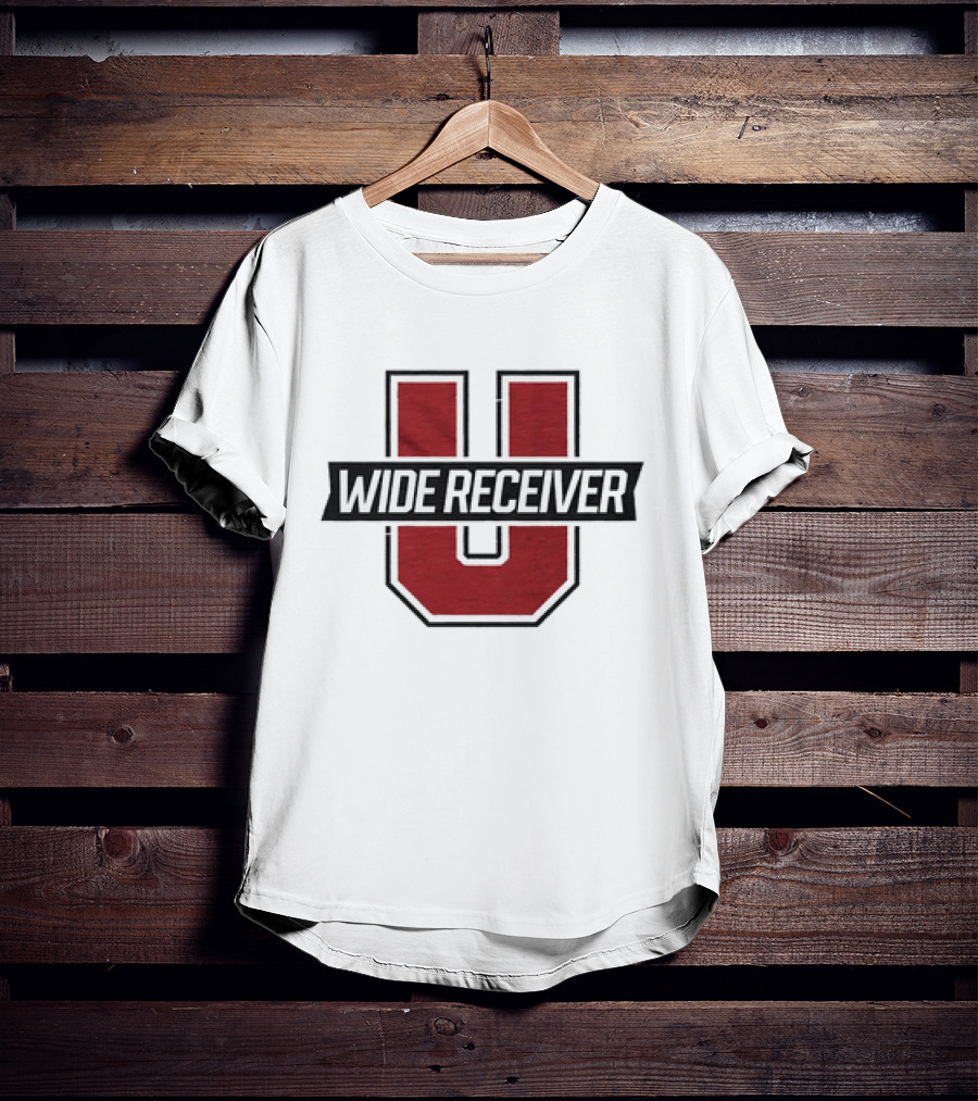 Wide Receiver U Football Inspired Logo Red And Black T-Shirt