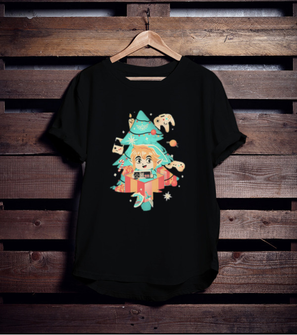 Nostalgic Christmas The Legend Of Zelda Link Christmas Tree Video Game Controllers T-Shirt