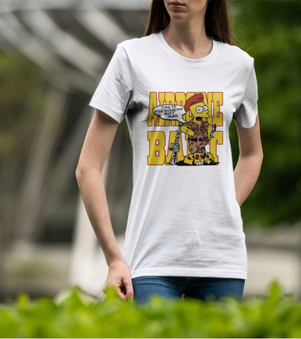 Bart Simpson Airborne Time To Kick Husseins’ Butt Man T-Shirt