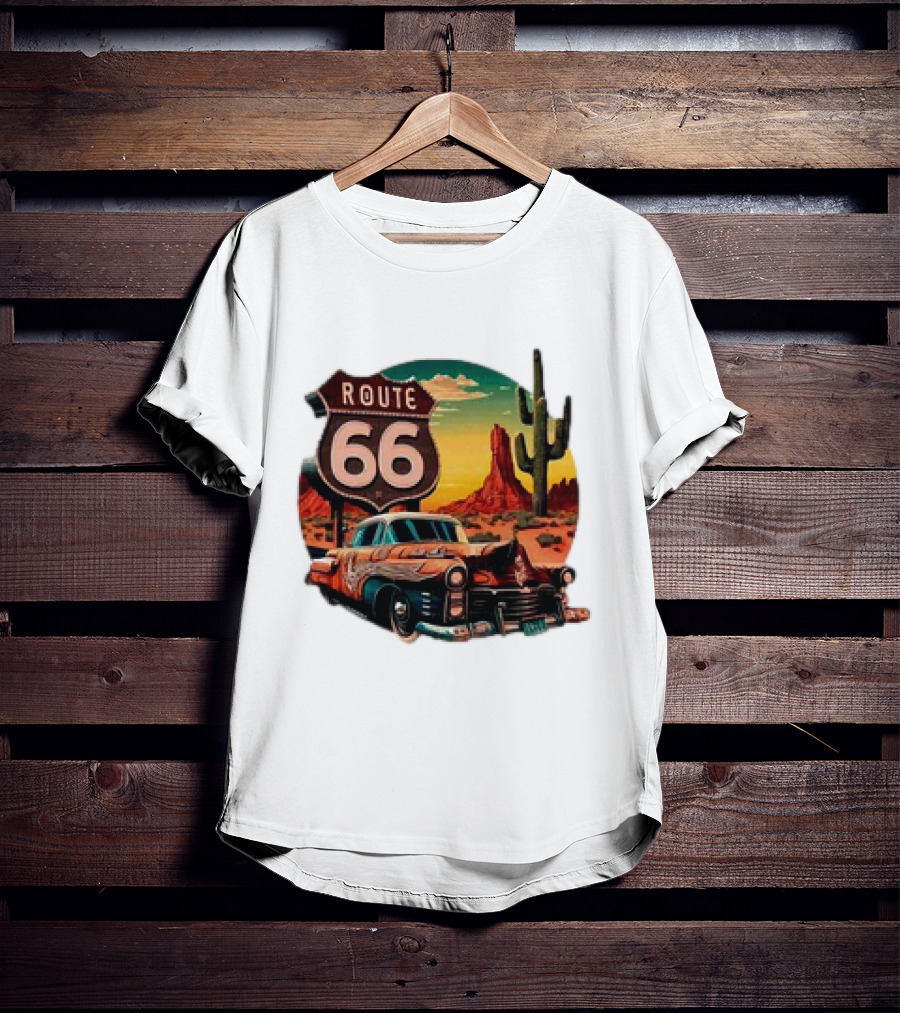 Route 66 Classic Car Desert Scene T-Shirt