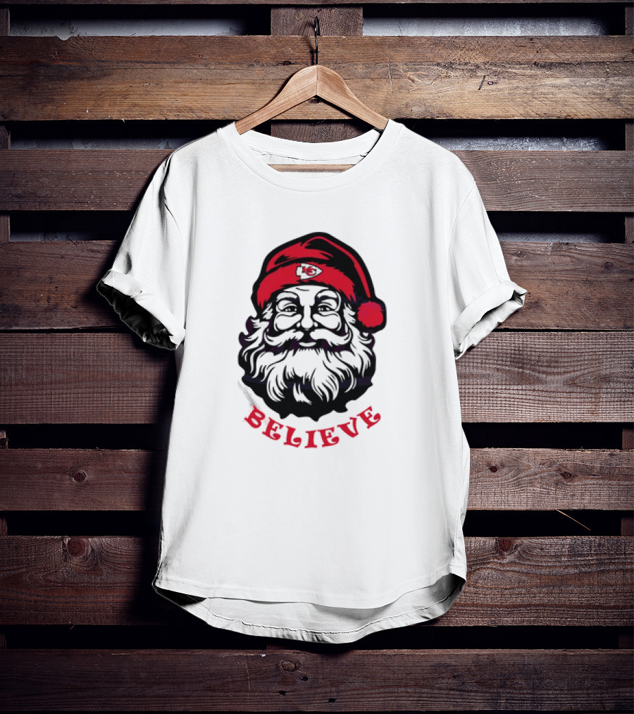 Santa Claus Believe Kansas City Chiefs Christmas T-Shirt