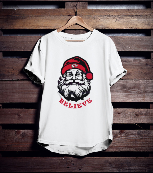 Santa Claus Believe Kansas City Chiefs Christmas T-Shirt