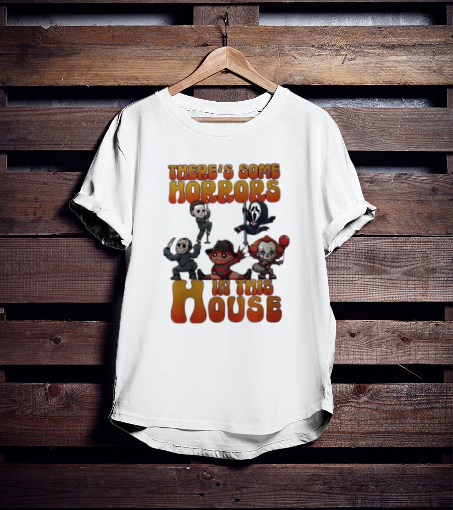There’s Some Horrors In This House Masked Figures And Balloons T-Shirt