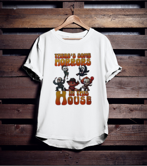 There’s Some Horrors In This House Masked Figures And Balloons T-Shirt