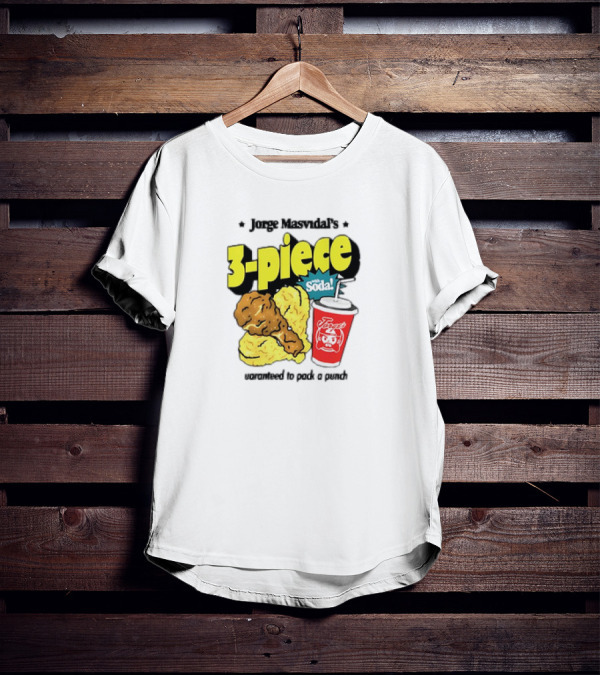 Jorge Masvidal's 3-Piece With Soda Guaranteed To Pack A Punch Chicken And Drink Combo T-Shirt