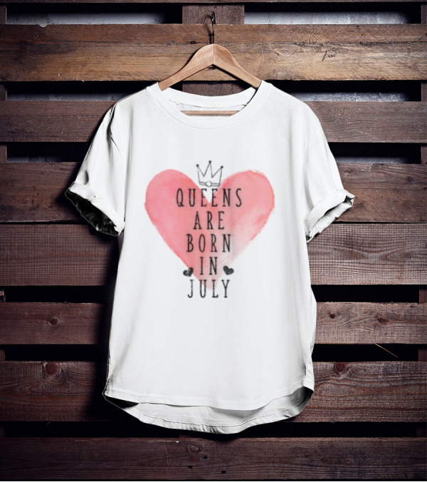 Queens Are Born In July Heart With Crown T-Shirt