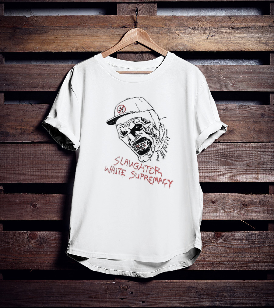 Slaughter White Supremacy Zombie Face Anti-Swastika Cap T-Shirt