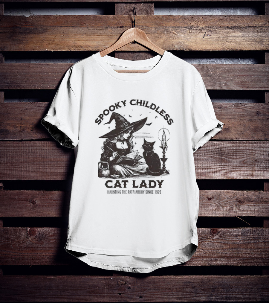 Spooky Childless Cat Lady Witch Haunting The Patriarchy Since 1920 T-Shirt